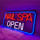 Axyaa LED Nail Salon Sign - Blue Red Flashing Neon for Beauty Spa