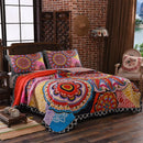 Axyaa Boho Mandala Quilt Set Queen Size 3-Piece Lightweight Reversible Coverlet