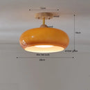 Axyaa Big Pumpkin Glass Pendant Light 30W Vintage Wood Hanging Lamp