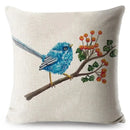 Axyaa Vintage Floral Bird Linen Cushion Cover - 45*45cm