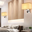 Axyaa LED Fabric Wall Light with USB Charging Port - Stylish Bedroom Lampshade