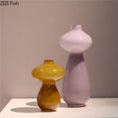Axyaa Color Glass Vase & Artificial Flower Desk Decoration Set