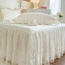Axyaa Romantic Cotton Bed Skirt with Lace Trim, Korean Style Home Bedroom Decor, 150*200cm