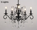 Axyaa Black Iron Crystal Chandelier for Living Room & Bedroom