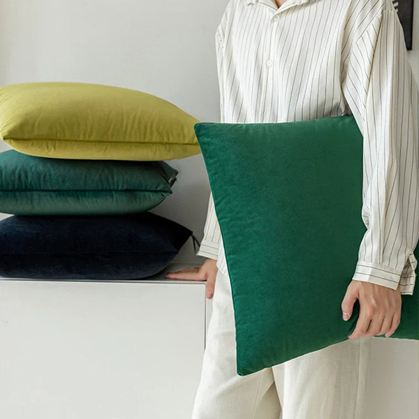 Green Velvet Throw Pillow Cover 45*45cm - Axyaa Ultra Soft Pillowcase