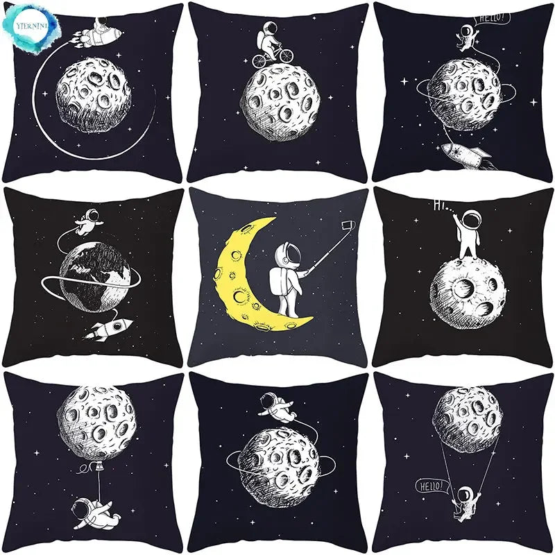 Universe Space Peach Skin Pillowcases by Axyaa - Cartoon Animation Pilot Cushion Cover
