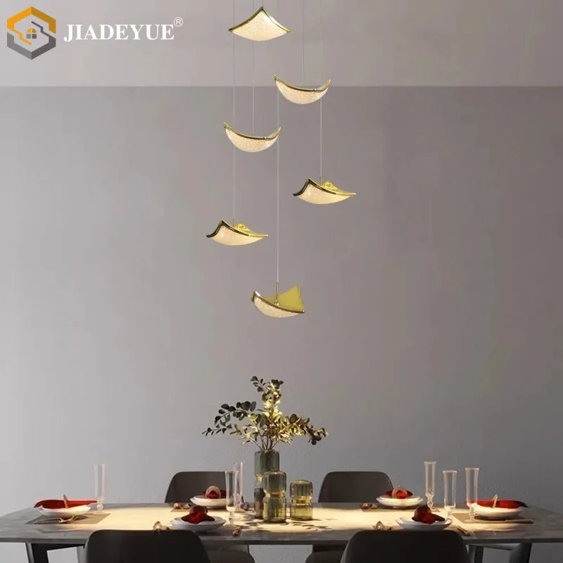 Axyaa Nordic LED Crystal Sand Chandelier for Staircase, Living Room, and Bedroom