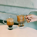 Axyaa Vintage Heart Embossed High-Legged Latte Glass Cup