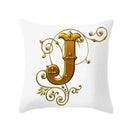 Axyaa European Gold 26 Letters Digital Printed Pillowcase for Home Decor