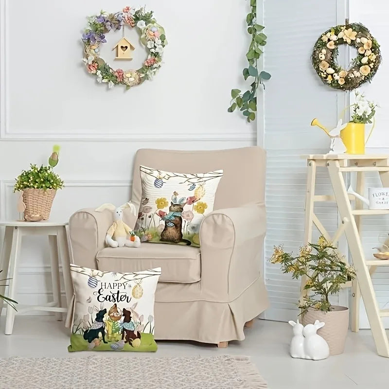 Easter Puppy Cat Egg Pattern Pillowcase - Axyaa Brand Home Decoration
