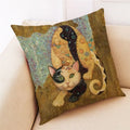 Axyaa Cat Print Linen Pillowcase 45x45cm Home Decor Cushion Cover