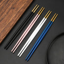 Axyaa Stainless Steel Japanese Chopsticks Pair - Multicolor Metal Sticks for Festivals & Parties.