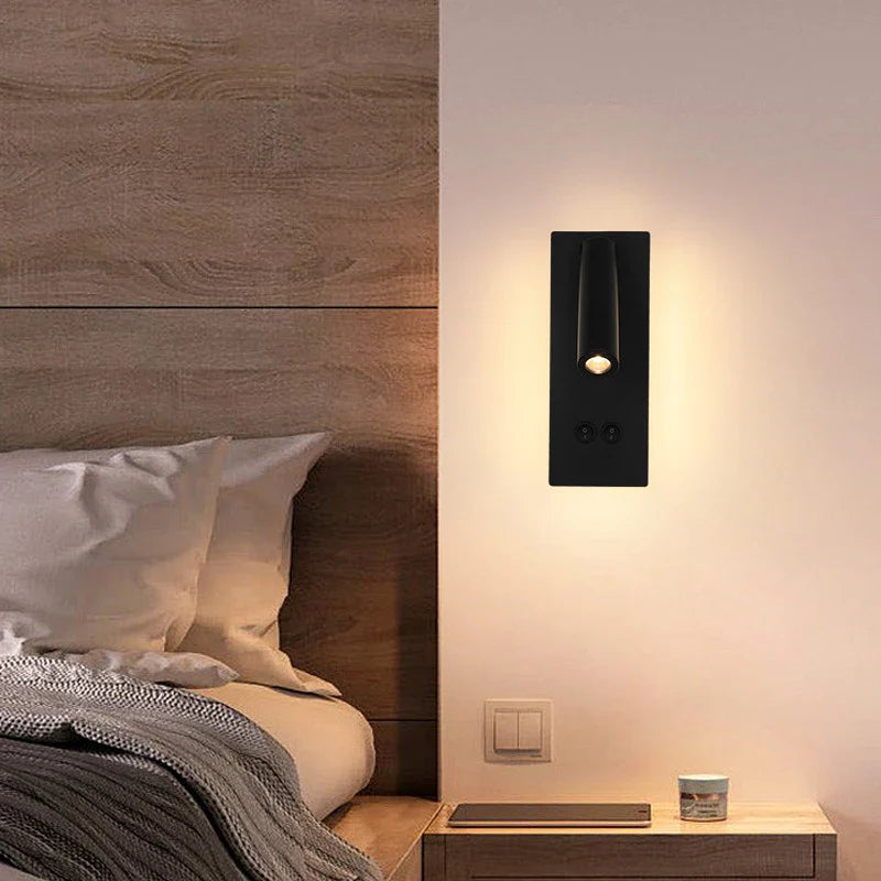 Axyaa Modern Black Bronze Rotatable Wall Lamp Dual Switch LED Sconce