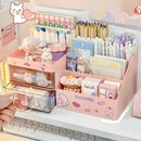 Axyaa Bunny Desk Organizer Office Rack Storage Drawer Pen Holder Cute Kawaii Box