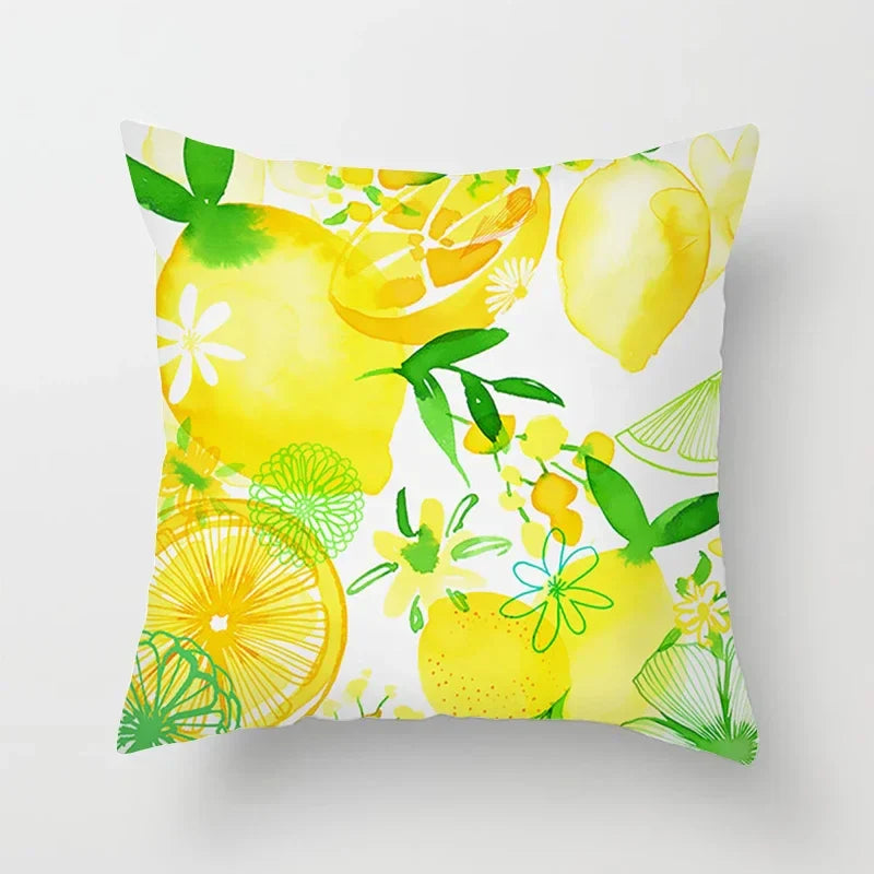 Lemon Pattern Summer Cushion Cover Throw Pillow for Sofa Decoration by Axyaa