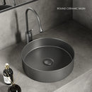 Axyaa 36cm Matte White/Dark Gray Bathroom Sink for Vanity - 14in Diameter