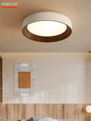Axyaa Walnut LED Ceiling Lamp - Modern Nordic Light Fixture with Remote Control