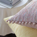 Axyaa Pink Woven Cushion Cover with Ball Edge for Home Decor