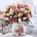 Axyaa Ceramic Vase & Flower Arrangement Set - Home Decor Crafts