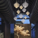 Axyaa Modern Metal Grid LED Chandelier for Home & Store Lighting