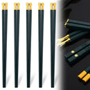 Axyaa Green Alloy Chopsticks Set - Non-Slip Reusable Japanese Chinese Sushi Sticks