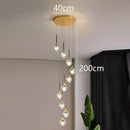 Axyaa Crystal Chandelier Stair Pendant Lamp Living Room Interior Lighting