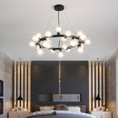 Axyaa Black Gold Chandelier with Double Glass Lampshade for Elegant Lighting