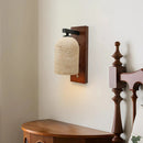 Axyaa Yellow Cave Stone Bedside Wall Lamp in Walnut for Wabi Sabi Style