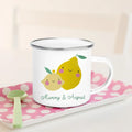 Axyaa Personalized Lemon Pear Enamel Cups with Custom Name for Family Decor & Gifts