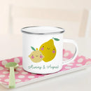 Axyaa Personalized Lemon Pear Enamel Cups with Custom Name for Family Decor & Gifts