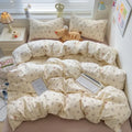 Axyaa Knitted Cotton 4-Piece Floral Dorm Set - Small Fresh Design