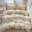 Axyaa Knitted Cotton 4-Piece Floral Dorm Set - Small Fresh Design