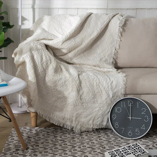 Bverionant Knitted Sofa Blanket with Tassel - Summer Air Conditioning Towel Bed Plaid
