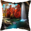 Axyaa Moonlit Waterfall Mountain Landscape Pillow Covers