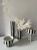 Axyaa Striped Ceramic Vase Geometric Flowerpot Ornament