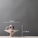 Axyaa Abstract Stripes Ceramic Vase with Artificial Flowers for Desk Decoration