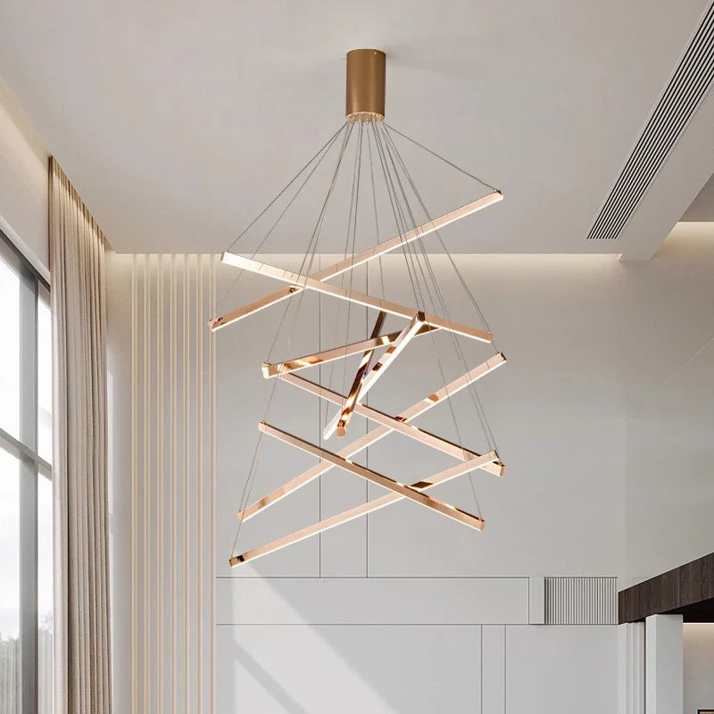 Axyaa Stainless Steel LED Chandelier for Nordic Home Decor & Dining Room Lighting