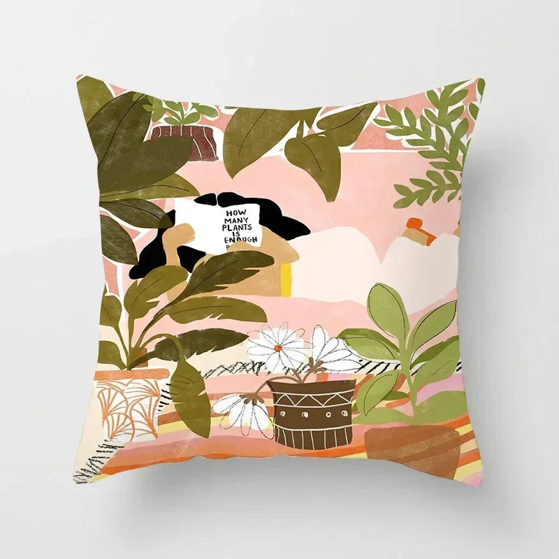 Axyaa Women Flower Oil Painting Decorative Pillowcase for Home Sofa Decor