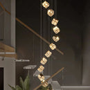 Axyaa Crystal Chandelier Stair Pendant Lamp Living Room Pendant Lights Interior Lighting