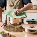 Axyaa Silicone Pot Cover Set: Anti Overflow, Dustproof, Sealed for Refrigerator and Microwave
