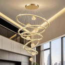 Axyaa Crystal Pendant Chandelier: Modern Living Room Steel Glass Globe LED Lighting