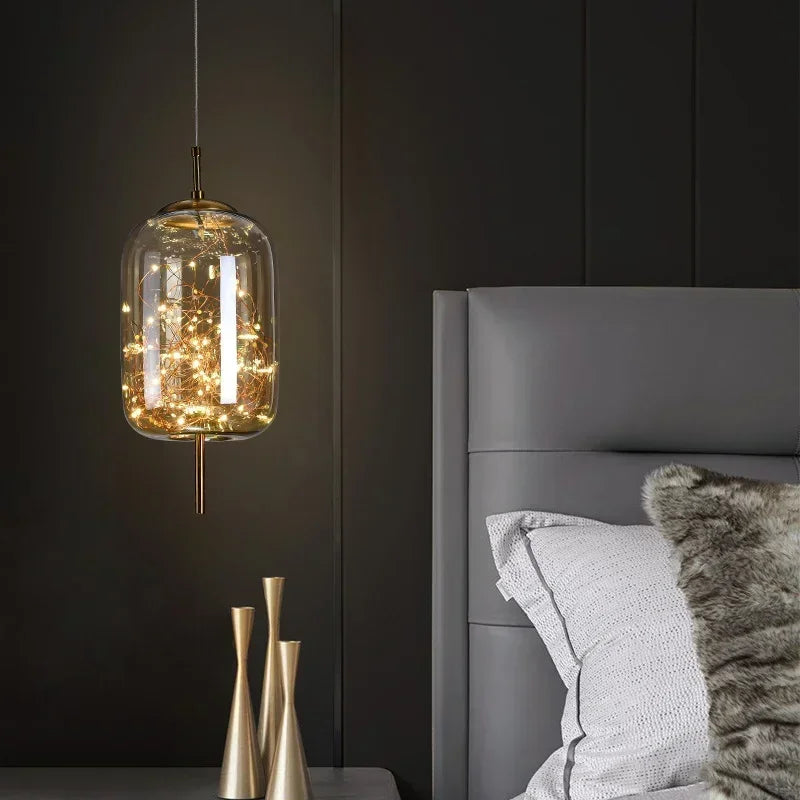 Axyaa Nordic Luxury LED Glass Pendant Chandelier for Home Decor