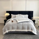 Axyaa Winter Thickened Carved Milk Fleece 4-Piece Set Coral Fleece Bedding