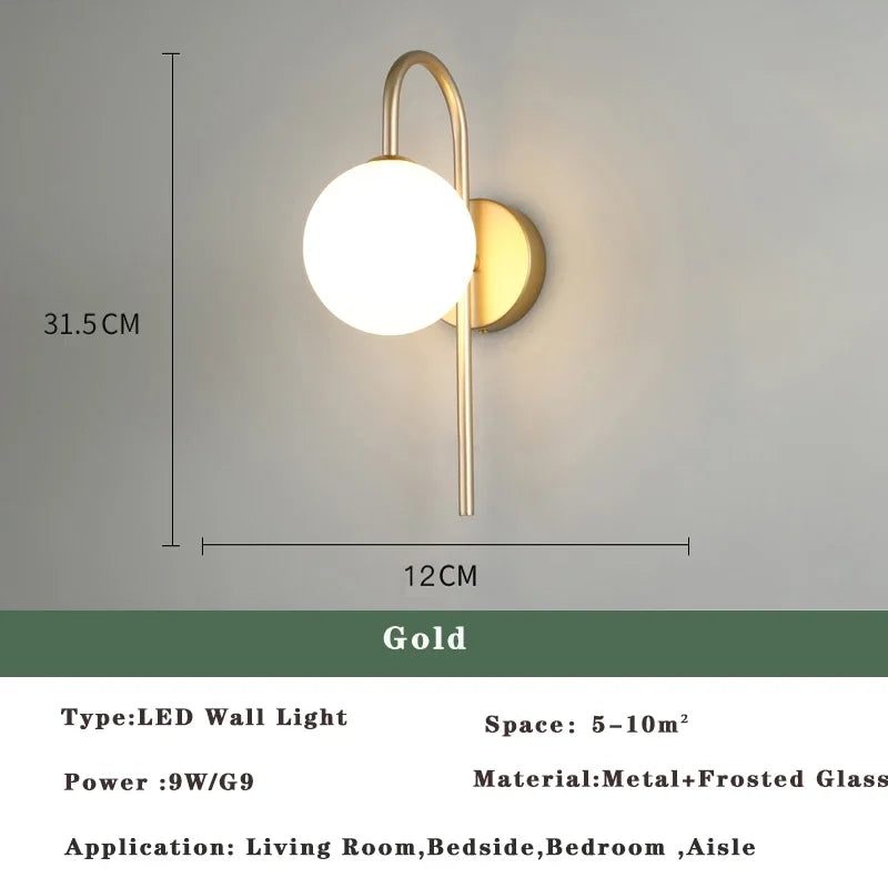 Axyaa Nordic LED Wall Lamp - Elegant Indoor Lighting for Bedroom & Living Room