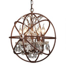 Axyaa Iron Chandelier with Crystals: Retro Loft Globe Lighting for Dining Room & Clothing Store