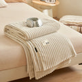 Axyaa Flannel Rabbit Fur Throw Blanket for Sofa, Soft & Cozy Winter Nap Blanket