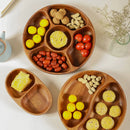 Axyaa Acacia Wood Snack Plate and Salad Bowl Set - Chinese Style