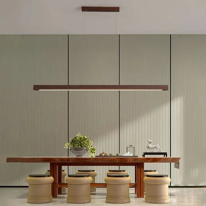 Axyaa Minimalist Wood LED Pendant Light for Dining Room, Bar, and Office