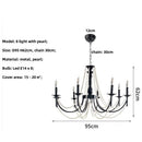 Axyaa Retro Black Metal Candle Chandelier Pendant Lights for Living Room and Bedroom