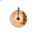 Axyaa Nordic LED Wall Sconce Round Black Iron Marble Light for Home Décor